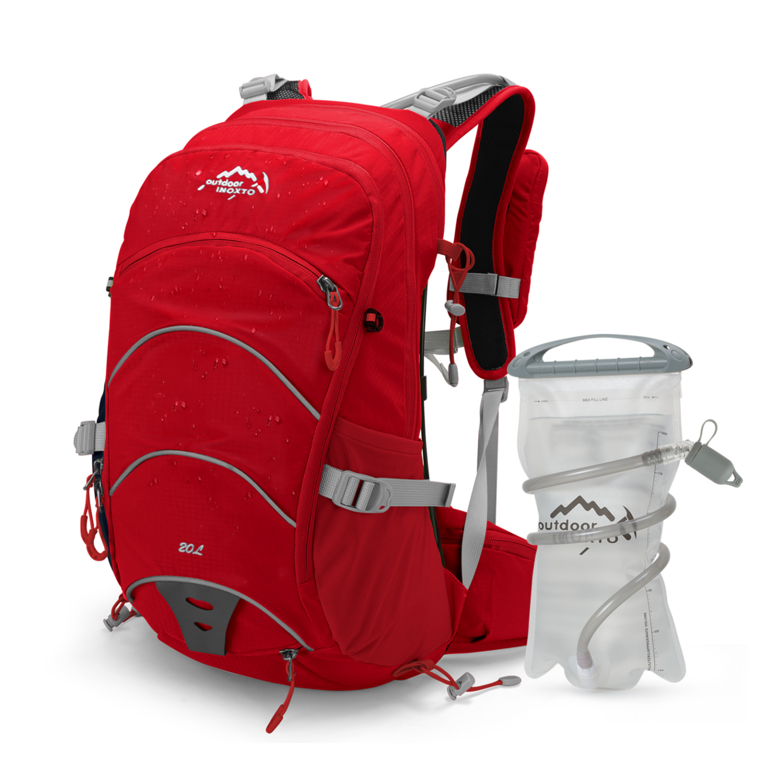 INOXTO 20L Hydration Pack , Hiking Internal Frame Backpacks with 2L Hydration Water Bladder and Rain Cover, for Cycling,Camping, Hunting for Men, Women - OUTDOOR INOXTO