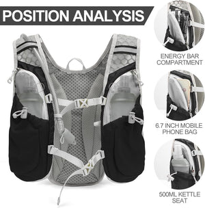 INOXTO Running Hydration Vest with 1.5L ( 50 oz) Water Bladder for Men Women,Lightweight Water Backpack for Hiking Cycling Climbing Camping Skiing Rollerblading - OUTDOOR INOXTO