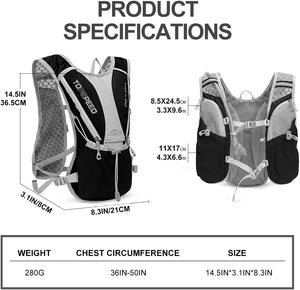 INOXTO Running Hydration Vest with 1.5L ( 50 oz) Water Bladder for Men Women,Lightweight Water Backpack for Hiking Cycling Climbing Camping Skiing Rollerblading - OUTDOOR INOXTO