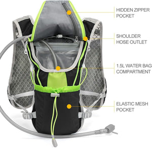 INOXTO Running Hydration Vest with 1.5L ( 50 oz) Water Bladder for Men Women,Lightweight Water Backpack for Hiking Cycling Climbing Camping Skiing Rollerblading - OUTDOOR INOXTO