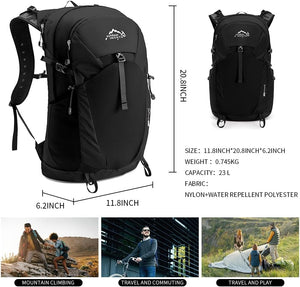 INOXTO 25L Hiking Hydration Backpack with 3l Water Bladder and Rain Cover for Women and Men Water Backpack for Hiking, Cycling, Running, Climbing, Camping - OUTDOOR INOXTO