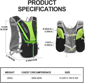 INOXTO Running Hydration Vest with 1.5L ( 50 oz) Water Bladder for Men Women,Lightweight Water Backpack for Hiking Cycling Climbing Camping Skiing Rollerblading - OUTDOOR INOXTO