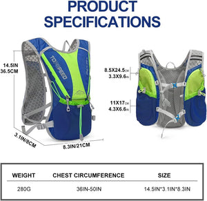INOXTO Running Hydration Vest with 1.5L ( 50 oz) Water Bladder for Men Women,Lightweight Water Backpack for Hiking Cycling Climbing Camping Skiing Rollerblading - OUTDOOR INOXTO