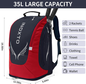 INOXTO 40L Tennis Bags for Women and Men Large Tennis Backpack - OUTDOOR INOXTO