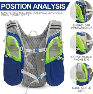 INOXTO Running Hydration Vest with 1.5L ( 50 oz) Water Bladder for Men Women,Lightweight Water Backpack for Hiking Cycling Climbing Camping Skiing Rollerblading - OUTDOOR INOXTO