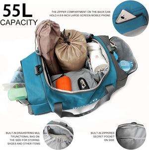 INOXTO 55L Sports Gym Bag Travel Duffel Bag - OUTDOOR INOXTO