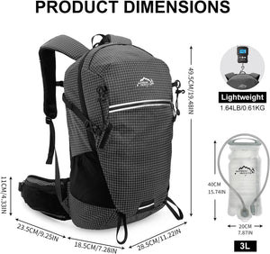 INOXTO 25L Hydration Hiking Backpack with 3L Water Bladder and Rain Cover - OUTDOOR INOXTO