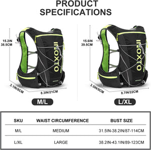 INOXTO L-XL Hydration Vest Backpack,Lightweight Water Running Vest Pack Daypack for Hiking Trail Running Cycling Race Marathon for Women Men - OUTDOOR INOXTO