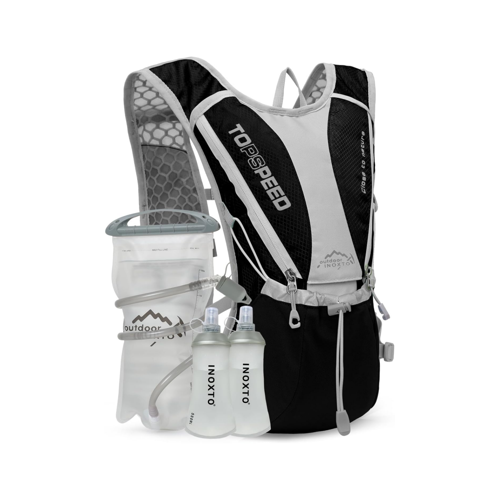 INOXTO Running Hydration Vest with 1.5L ( 50 oz) Water Bladder for Men Women,Lightweight Water Backpack for Hiking Cycling Climbing Camping Skiing Rollerblading - OUTDOOR INOXTO