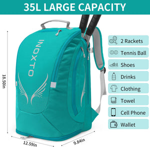 INOXTO 40L Tennis Bags for Women and Men Large Tennis Backpack - OUTDOOR INOXTO