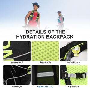 INOXTO Hydration Vest Backpack,Lightweight Water Running Vest Pack Daypack for Hiking Trail Running Cycling Race Marathon for Women Men - OUTDOOR INOXTO