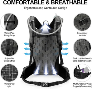 INOXTO 25L Hydration Hiking Backpack with 3L Water Bladder and Rain Cover - OUTDOOR INOXTO