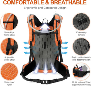 INOXTO 25L Hydration Hiking Backpack with 3L Water Bladder and Rain Cover - OUTDOOR INOXTO