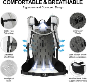 INOXTO 25L Hydration Hiking Backpack with 3L Water Bladder and Rain Cover - OUTDOOR INOXTO
