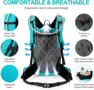 INOXTO 25L Hydration Hiking Backpack with 3L Water Bladder and Rain Cover - OUTDOOR INOXTO