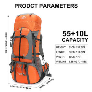 IX INOXTO 65/85L Lightweight Internal Frame Hiking Backpack for Men Women - OUTDOOR INOXTO