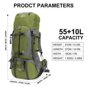 IX INOXTO 65/85L Lightweight Internal Frame Hiking Backpack for Men Women - OUTDOOR INOXTO
