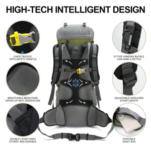 IX INOXTO 65/85L Lightweight Internal Frame Hiking Backpack for Men Women - OUTDOOR INOXTO