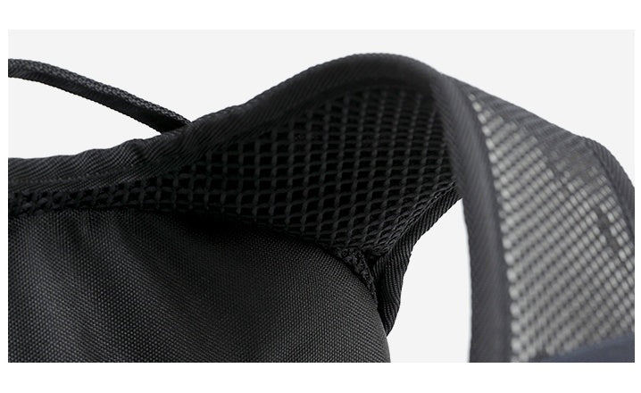 Close view of breathable mesh shoulder panels
