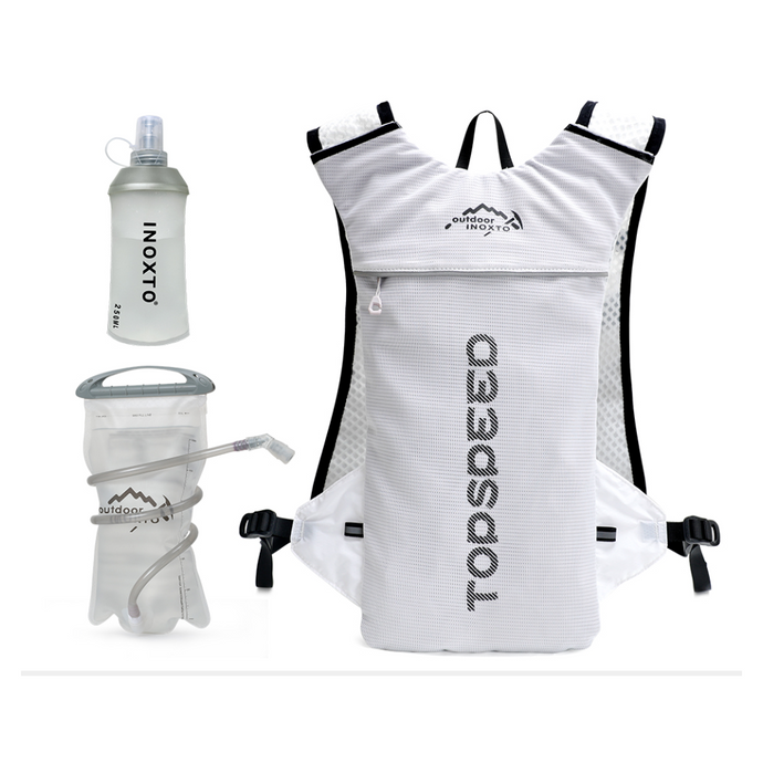 INOXTO - Mochila de hidratación con bolsa de agua a prueba de fugas de 2 l,  chaleco de hidratación para correr, para hombre, mochila para ciclismo,  motocross, escalada, trail running (gris) 