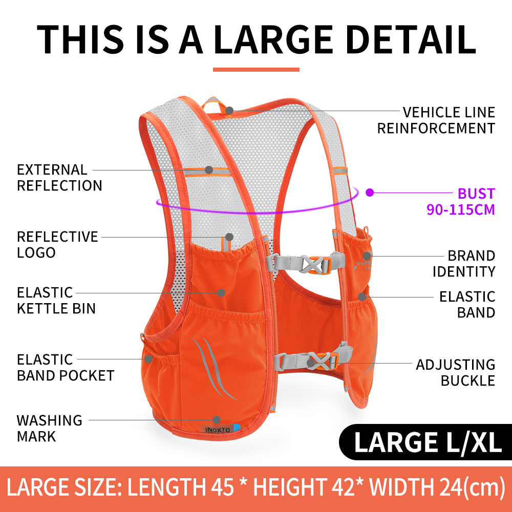 INOXTO-Lightweight running backpack hydration vest, suitable for bicycle marathon hiking trail, ultra-light and portable - OUTDOOR INOXTO