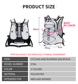 INOXTO  15L Cycling Hydration White Bag Men's Women Riding Waterproof Breathable Vest for Running Trail Hiking Camping - OUTDOOR INOXTO