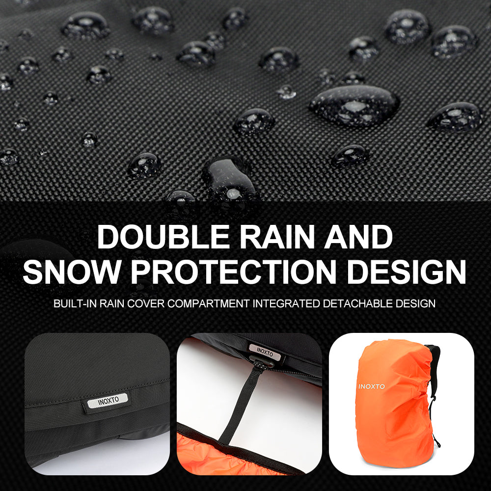 Water-repellent nylon fabric and separate rain cover compartment
