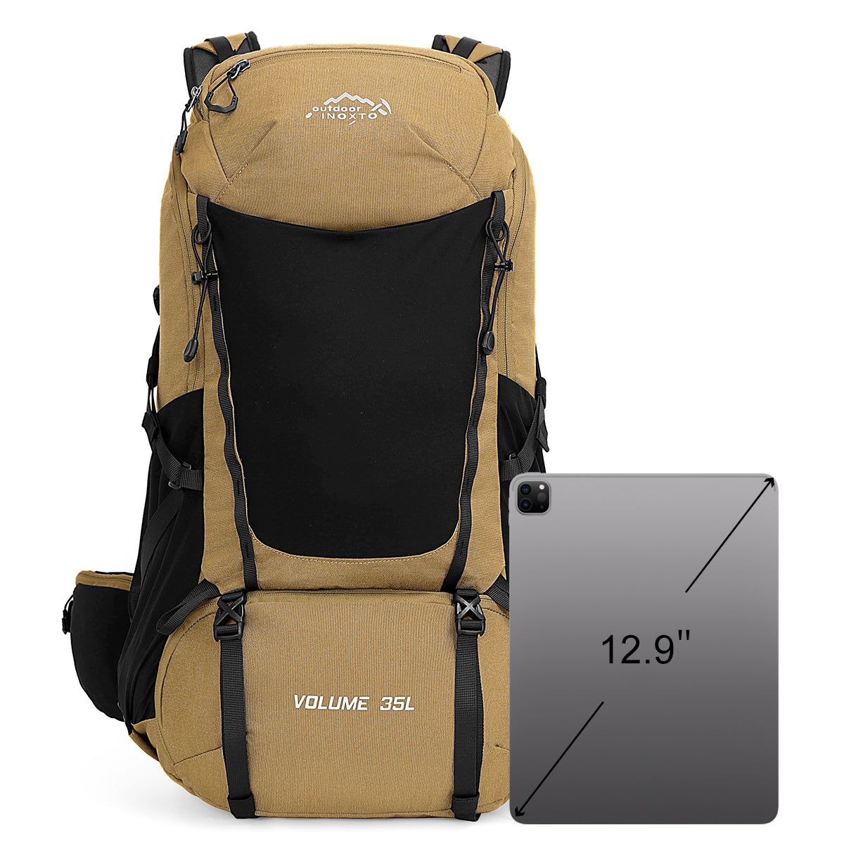 INOXTO 35L Hiking Backpack Black+3L / One Size