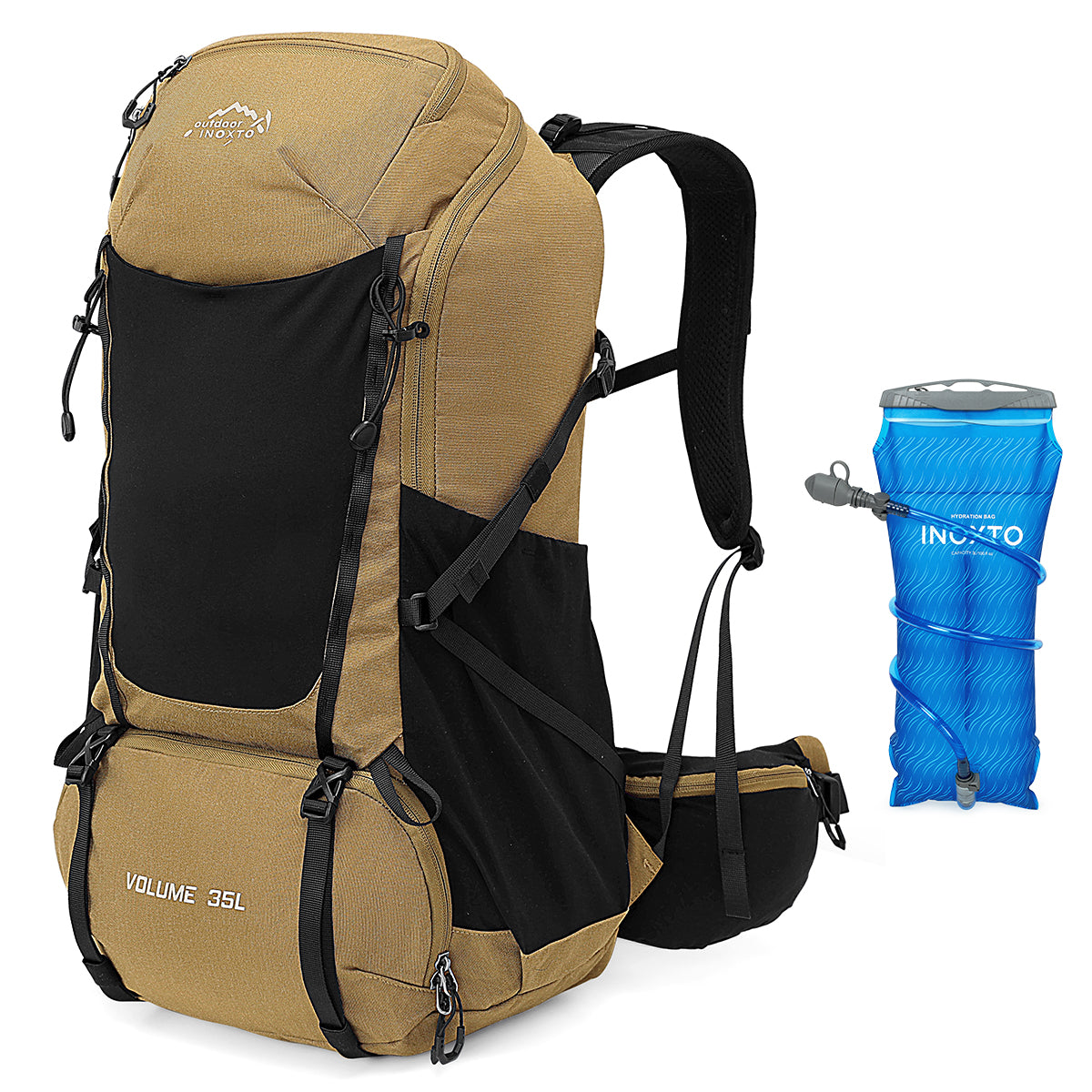 INOXTO 35L Hiking Backpack Brown+3L / One Size
