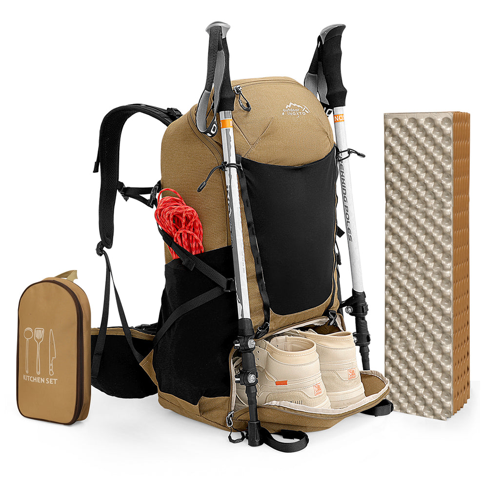 Exterior pole retention, side storage and lower compartment packing example