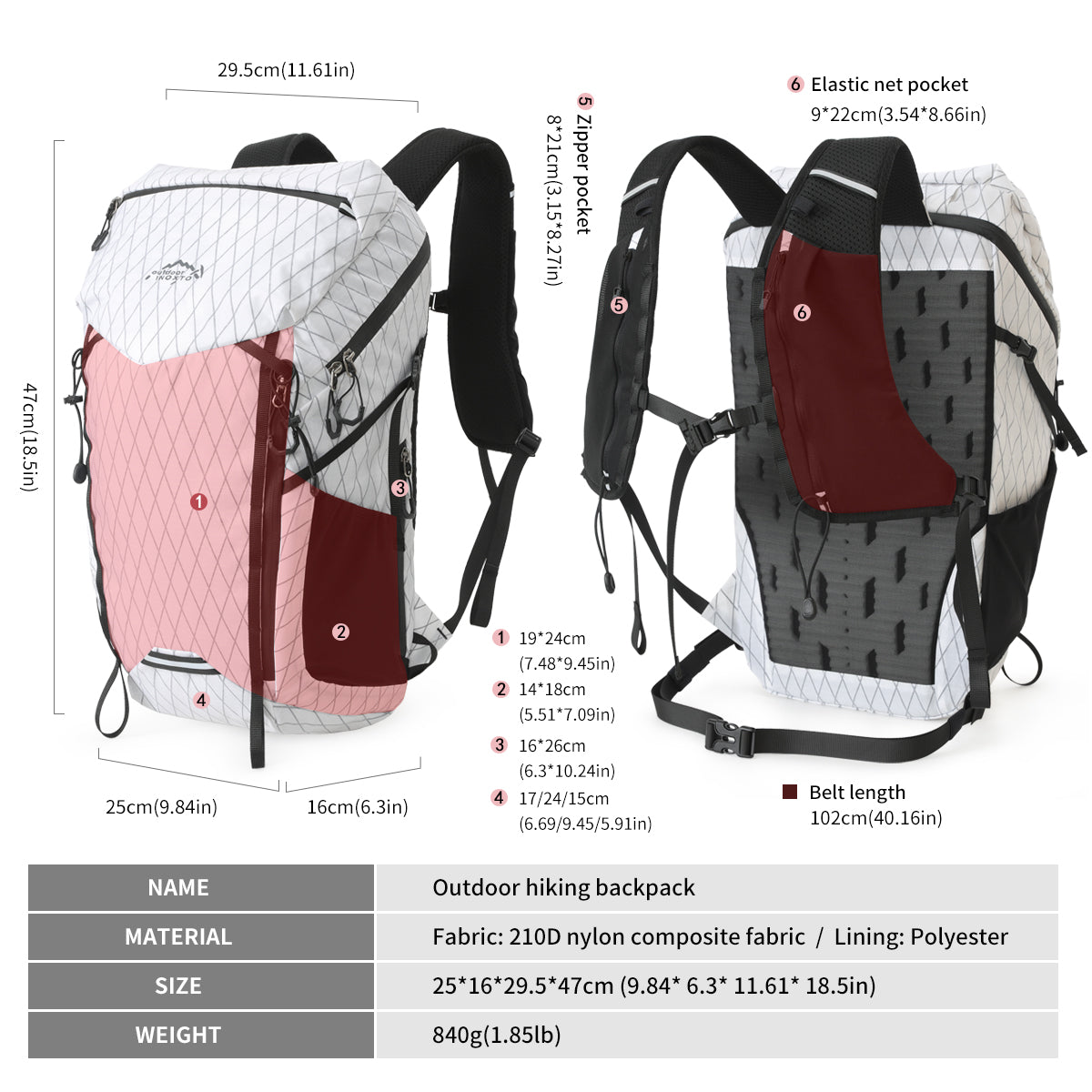 22 inch hiking backpack 34 litres INOXTO Wilderness 22L Hiking Backpack 1.0 Bronze