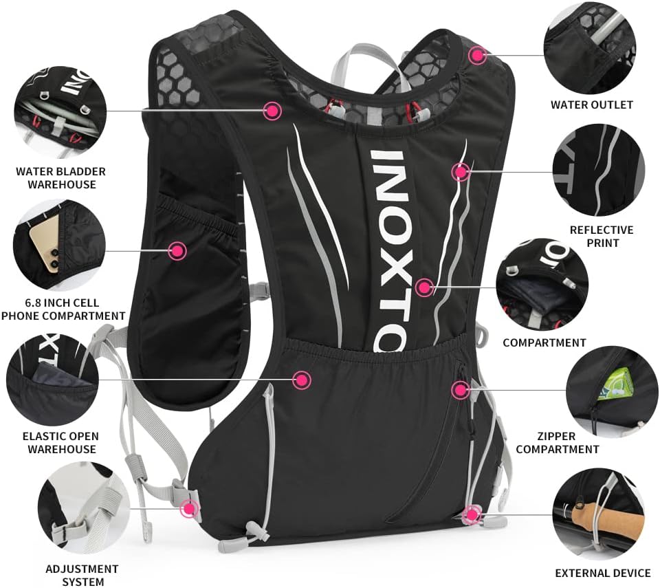 INOXTO Running Hydration Vest for Men Women - OUTDOOR INOXTO