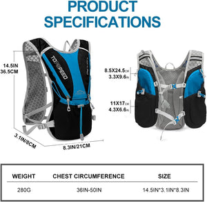 INOXTO Running Hydration Vest with 1.5L ( 50 oz) Water Bladder for Men Women，Lightweight Water Backpack for Hiking Cycling Climbing Camping Skiing Rollerblading - OUTDOOR INOXTO