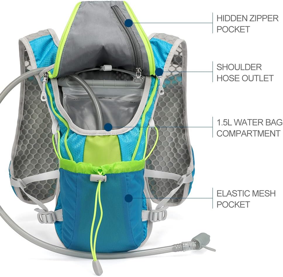 INOXTO Running Hydration Vest with 1.5L ( 50 oz) Water Bladder for Men Women，Lightweight Water Backpack for Hiking Cycling Climbing Camping Skiing Rollerblading - OUTDOOR INOXTO