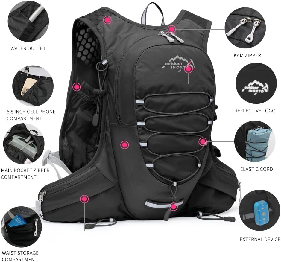 INOXTO Running Hydration Vest for Men Women Marathon Race Hiking Backpack - OUTDOOR INOXTO