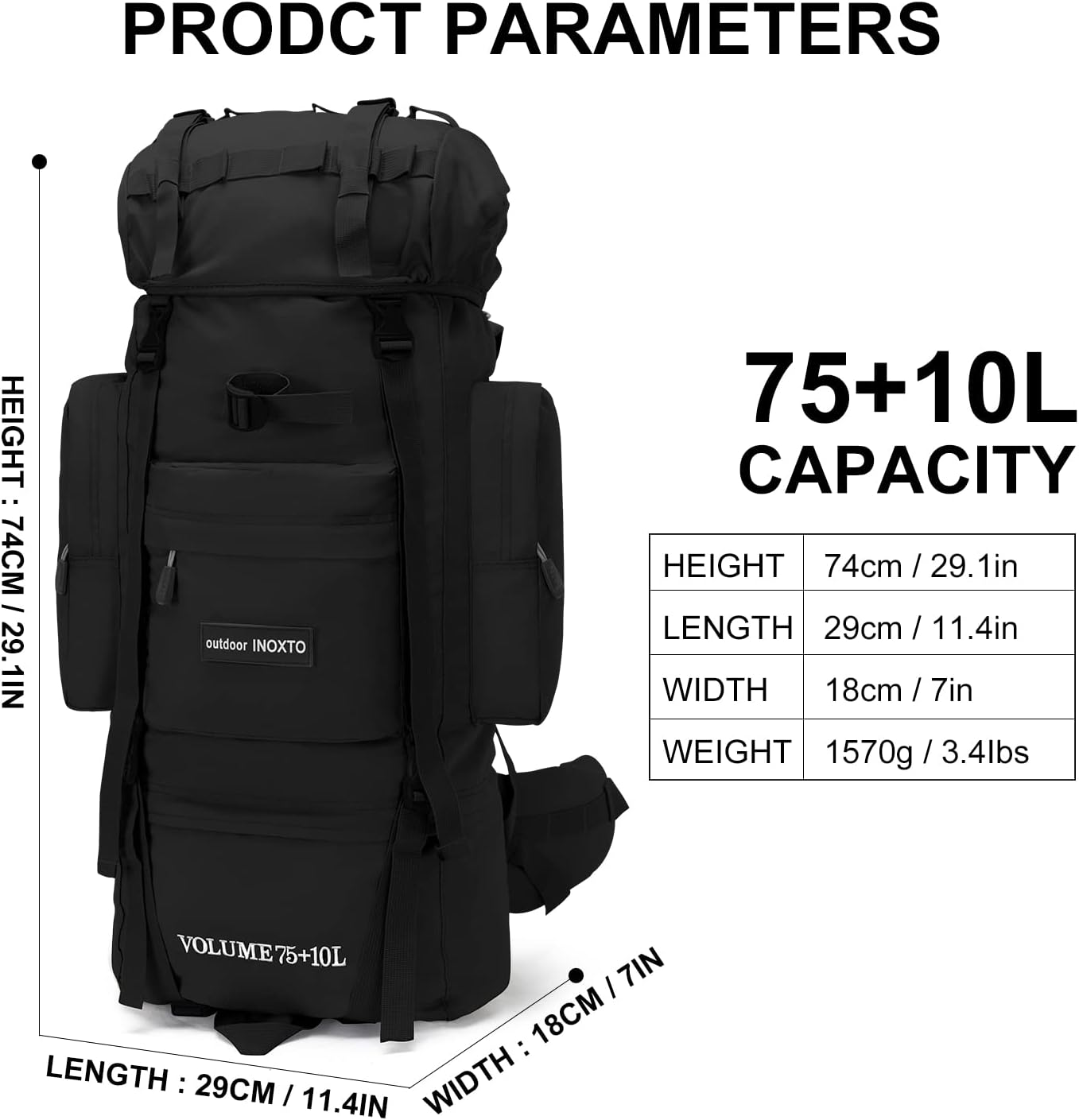 IX INOXTO 65/85L Lightweight Internal Frame Hiking Backpack for Men Women,Waterproof Camping Backpack with Rain Cover, High-Performance Outdoor Sport IX INOXTO 65/85L Lightweight Internal Frame Hiking Backpack for Men Women,Waterproof Camping Backpack with Rain Cover, High-Performance Outdoor Sport