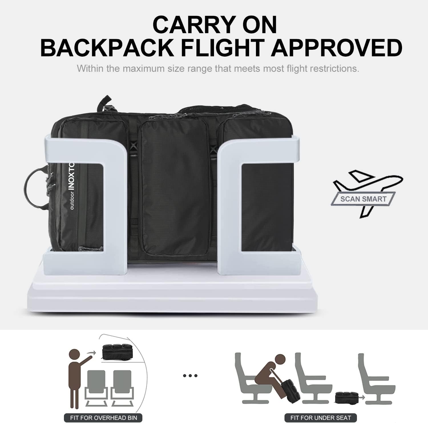 INOXTO 35 Travel Daypack, Flight Approved Carry on Backpack Gray INOXTO 35 Travel Daypack, Flight Approved Carry on Backpack Gray