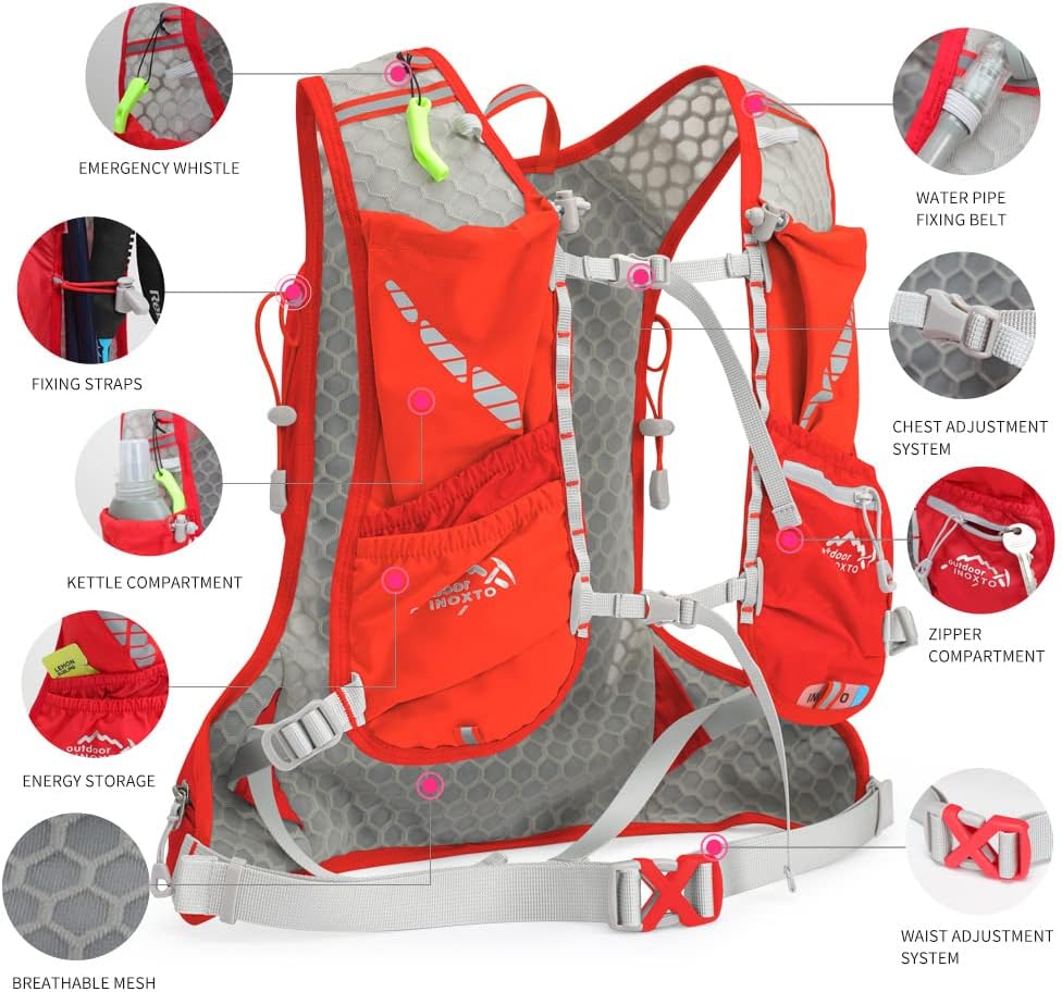 INOXTO Running Hydration Vest for Men Women Marathon Race Hiking Backpack - OUTDOOR INOXTO