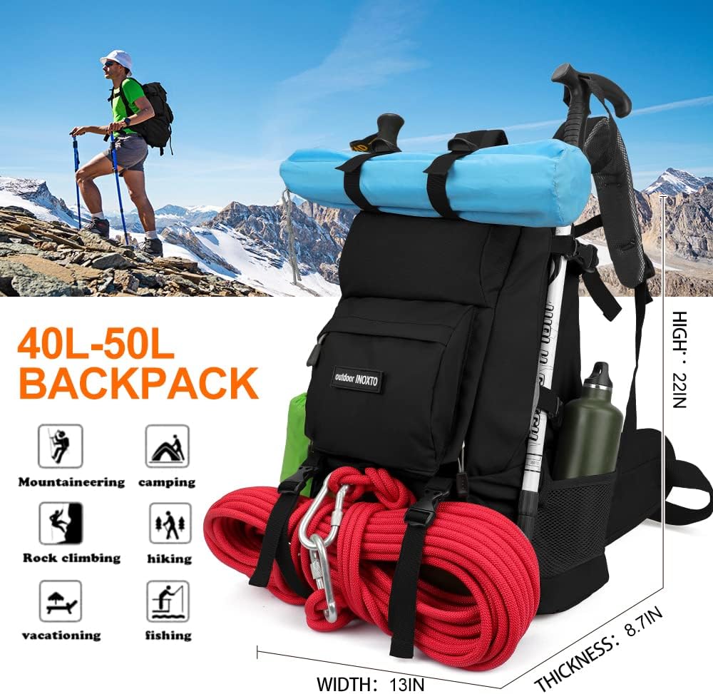 INOXTO 40L Hiking Backpack Travel Bag Waterproof Camping Climbing Daypack Outdoor Sports Rucksack Backpacks with Rain Cover INOXTO 40L Hiking Backpack Travel Bag Waterproof Camping Climbing Daypack Outdoor Sports Rucksack Backpacks with Rain Cover