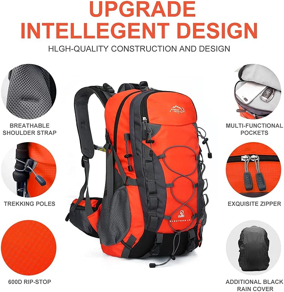 INOXTO Lightweight Hiking Backpack, 35L/40L Hiking Daypack for Men and Women - OUTDOOR INOXTO