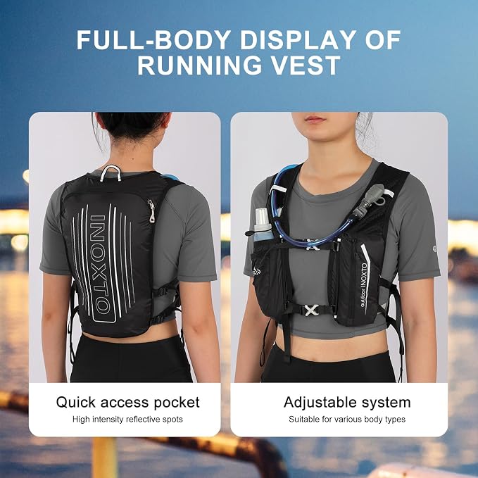 Front and rear fit, reflective details and adjustable chest straps