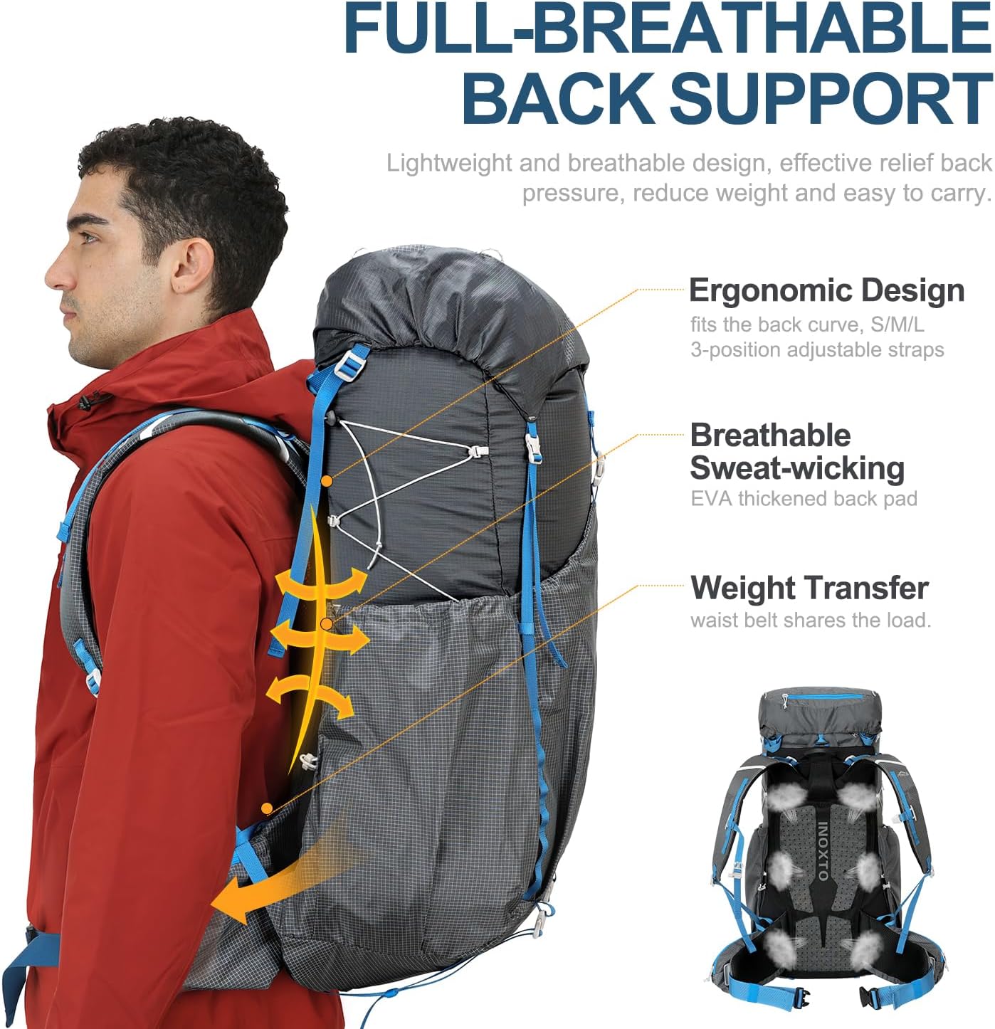 55L Hiking Backpack Gray 55L Hiking Backpack Gray