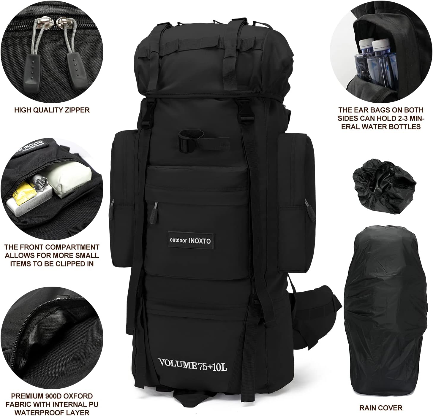 IX INOXTO 65/85L Lightweight Internal Frame Hiking Backpack for Men Women,Waterproof Camping Backpack with Rain Cover, High-Performance Outdoor Sport IX INOXTO 65/85L Lightweight Internal Frame Hiking Backpack for Men Women,Waterproof Camping Backpack with Rain Cover, High-Performance Outdoor Sport