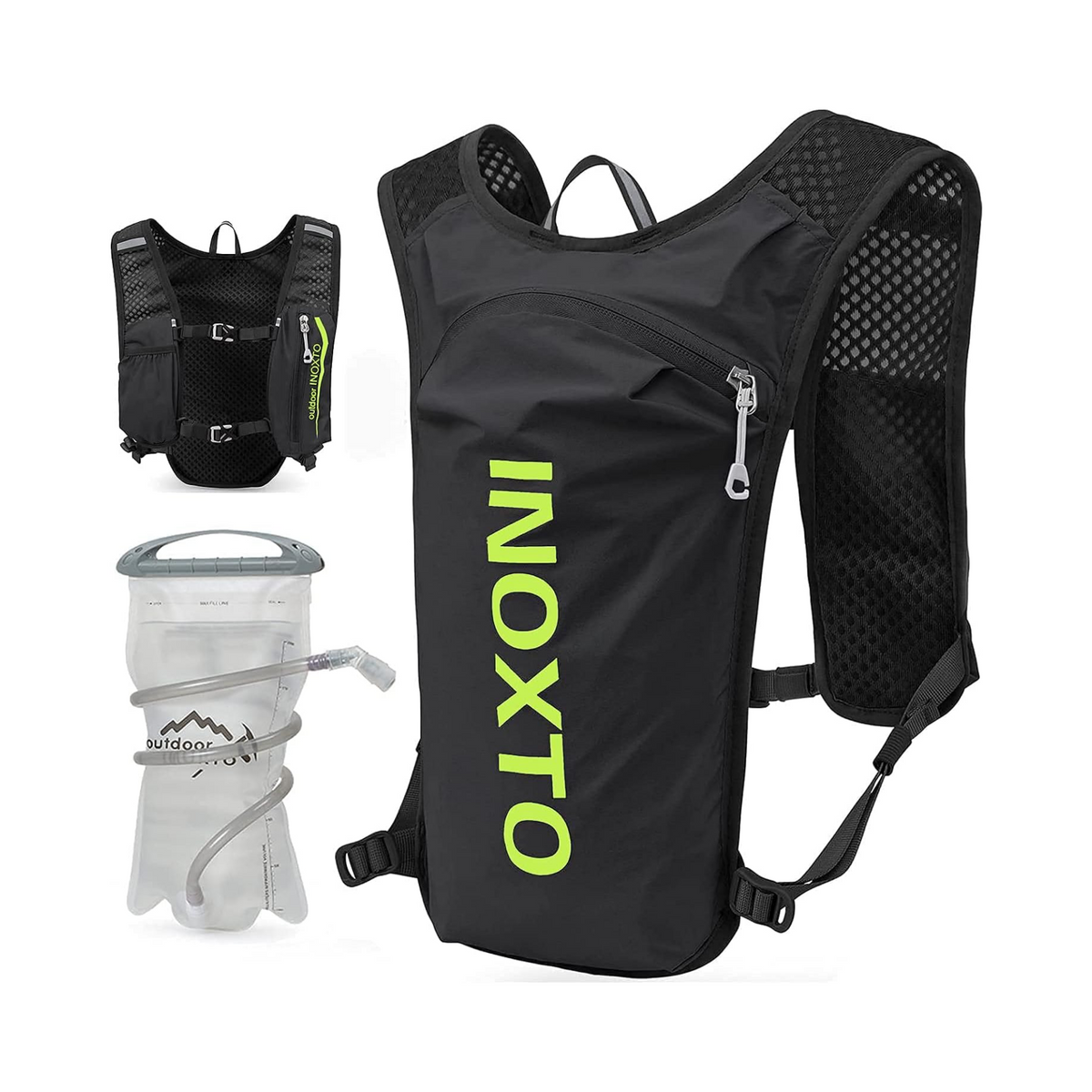 INOXTO 5-liter Hardlooprugzak – Lichtgewicht Hydratatievest Met Reflecterende Strepen, Geschikt Voor Wandelen, Marathon, Fietsen En Bergbeklimmen