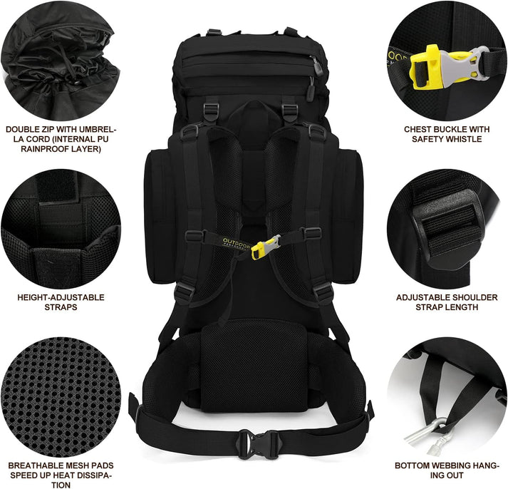 Height-adjustable shoulder harness, breathable padding, whistle and bottom carrying straps