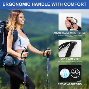 INOXTO Aircraft-Grade Aluminum Trekking Poles - 2-Pc Pack Lightweight Collapsible Nordic Hiking Poles - OUTDOOR INOXTO