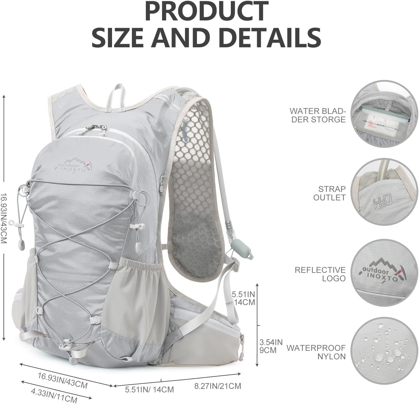 INOXTO 18 Hydration Backpack  For Women Men - OUTDOOR INOXTO