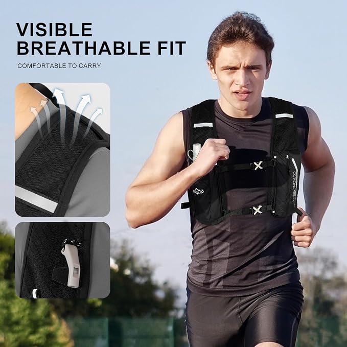 Breathable shoulder mesh and integrated emergency whistle