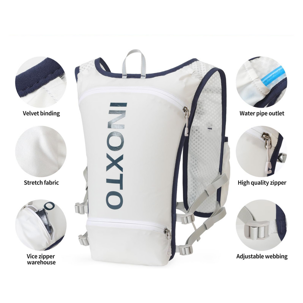Stretch fabric, soft binding, hose outlet, zippered compartment and adjustable webbing
