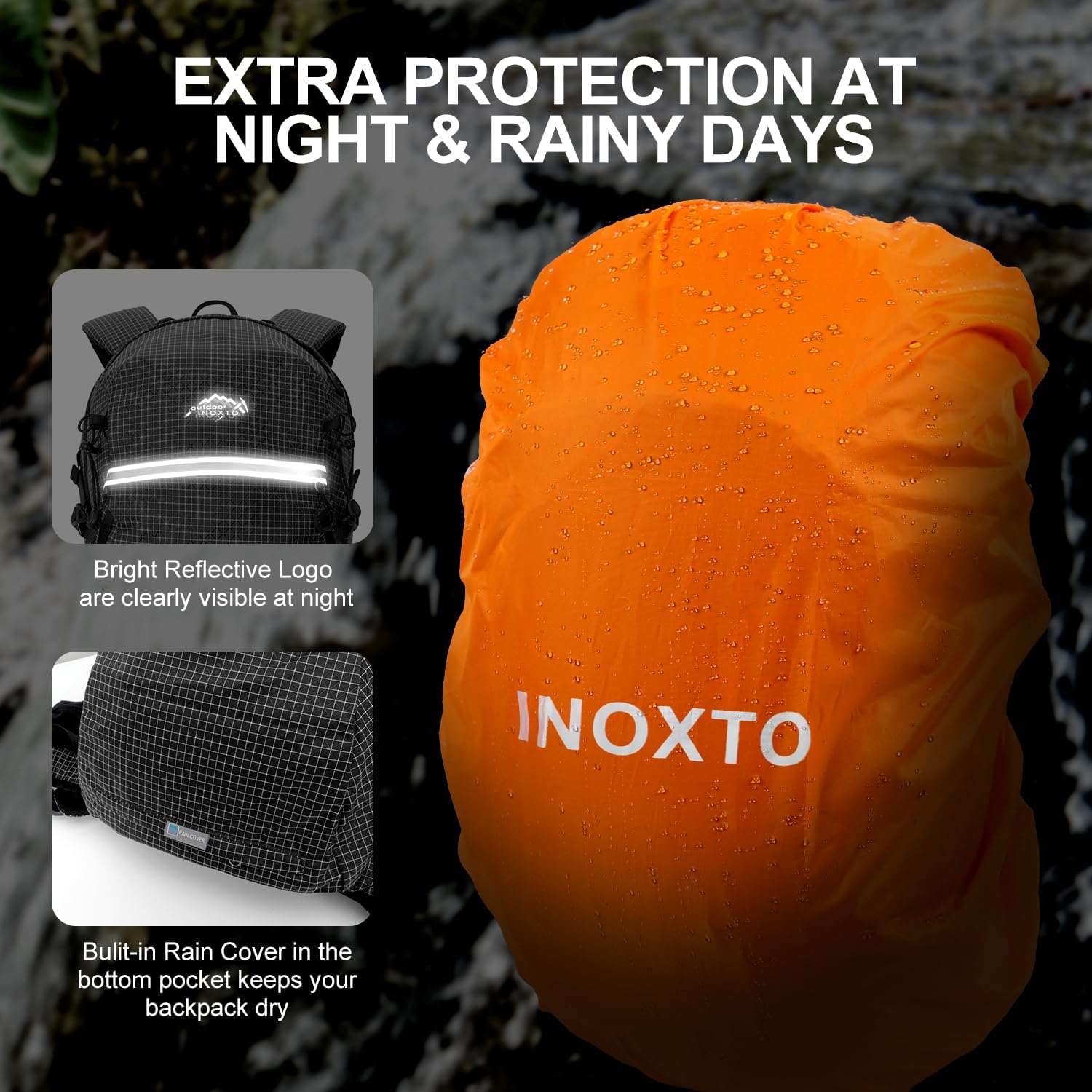 25l backpack rain cover INOXTO 25L Hydration Backpack Hiking Backpack with 3L Water Bladder and Rain Cover Orange